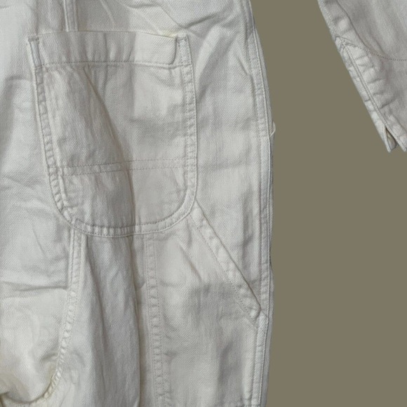 Sandrine Rose Oversized Cotton/Linen Zip Jumpsuit Snow Women S NWT Chest Pocket - Picture 6 of 11